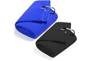 QeeHeng Set di 2 Asciugamani da Golf triplicati, Divertente Asciugamano da Golf con Clip per Borse da Golf per Uomo, in Microfibra con Motivo a cialda