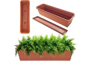 ‎KADAX KADAX Blumenkasten mit Untersetzer im Set, mit oder ohne Blumenkastenhalterungen, Balkontopf aus Kunststoff, Pflanz-Kasten, Geländerkasten, Blumentopf (Ziegelrot, 60cm)