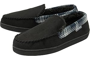 DUNLOP House Slippers for Men Dunlop Memory Foam Indoor Home Bedroom Comfortable Fleece