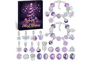 PITMT Calendrier de l'Avent 2025 Bijoux Femme Fille, 24 Surprises Calendrier de l'avent Enfant Ado, DIY Calendrier de Noël Charms Bracelet Kit Fabrication Creation Bijoux Femme Fille Cadeaux de Noël