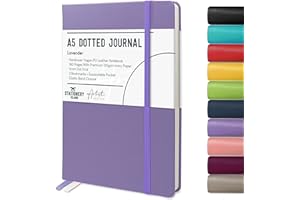 Stationery Island Cuaderno Punteado A5 Notebook Violeta Lavanda - Libreta A5 Bullet Dotted Journal Puntos de Tapa Dura Con 180 Páginas 120gsm Papel para Notas, Planificación, Estudio, Viajes, Diario