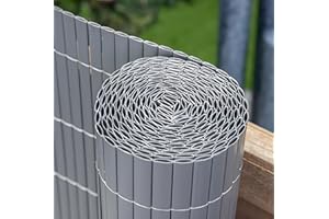 Papillon Artificial Grey Bamboo Cane Plastic Garden Fence Screening Roll Privacy Border 4m x 2m (13ft 1in x 6ft 6in)