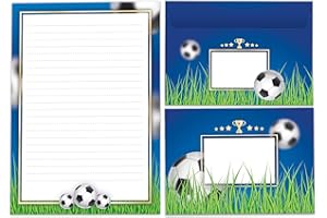 ‎LIMONIA Briefpapier-Set Briefblock mit Umschlag für Jungen Mädchen Kinder Fußball Fussball (Block A5 mit 25 Blätter + 15 Umschläge)