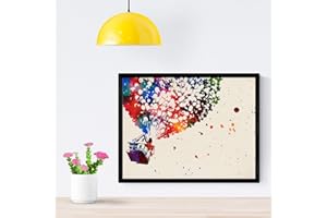 Nacnic stampa artistica in stile acquarello del film d'animazione "UP". Colori vivaci. Rappresentazione di delle scene più significative del film. Stampato su Carta da 250 Grammi di Alta Qualità.