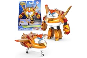 Super Wings Transforming Golden Boy, ca. 12.7 cm große verwandelbare Spiel-Figur, Spielzeug-Flugzeug und Roboterfigur für 3+ Jahre Alten Jungen Mädchen, Goldene, Gold