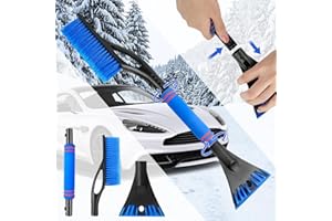 BGTLJKD Eiskratzer Auto Auto Reinigungsbürste und Schneebürste mit Rakel Ausziehbare Schnee-Eisentfernung Stabiler & Langlebiger Scheibenkratzer Auto für LKW SUV Windschutzscheibe (D)