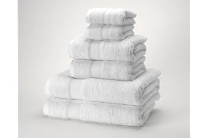 Boncasa - Juego de 6 Toallas - 100% Algodón Peinado (no regenerado) - Calidad Ring Spun - Tacto Suave - 450 gr/m2 (Blanco, Set 6 Piezas)