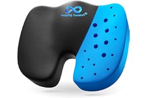 Everlasting Comfort Coussin d'assise avec Gel – Coussin Ergonomique pour Soutien du Coccyx – favorisant Une Bonne Position d’Assise – Noir