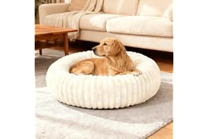 SHJOEE Cama Tipo Donut para Perros y Gatos Cama Redonda para Mascotas Cesta de Perros Relajante y Lavable Cesto de Felpa para Gato Sofá para Perros y Gatos Pequeños/Medianos Inferior Antideslizante