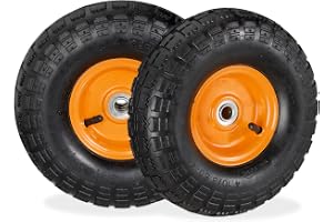 Relaxdays Sackkarrenrad 2-pack, 4,10 3,50-4, luftdäck, svart