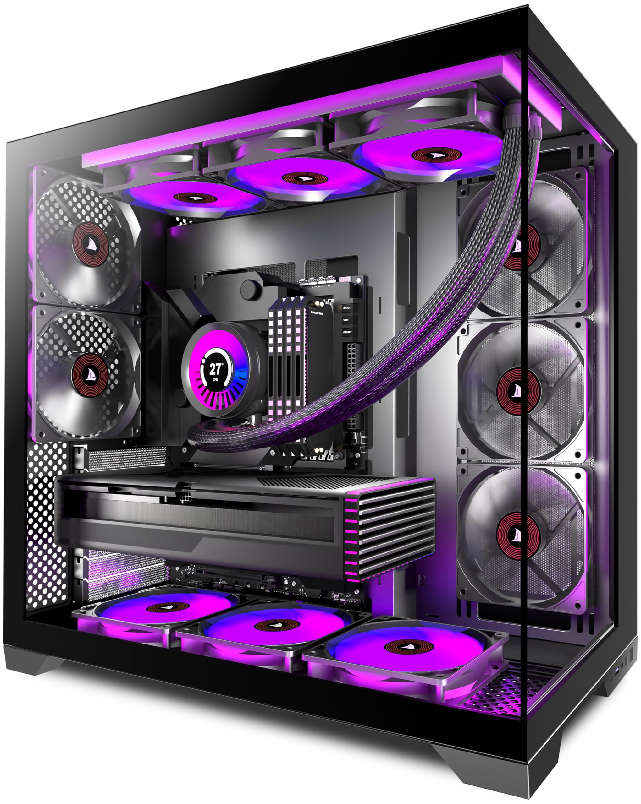 PCZZOI PC CASE ATX 5 Fans Pre-Installed