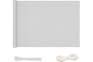 Redfire Sichtschutz für Balkon 80x250cm,100% Privatsphäre Sichtschutz Camping Schnell zu Trocknen Balkonbespannung mit Ösen Nylon Kabelbinder und Kordel für Schwimmbäder,Weiß