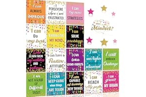 CLABBY Growth Mindset Posters Set, Confetti Classroom Bulletin Board Decorations Positive Mindfulness Classroom Posters for Elementary Middle School Wall Displays(Polka Dot Style)