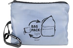 TROIKA Borsa a tracolla pieghevole (può essere riposto nello scomparto interno per risparmiare spazio) con moschettone per un fissaggio rapido – BAG PACK – ampio scomparto principale con cerniera