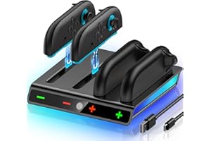 HELLCOOL Switch 2 Charging Dock,Switch 2 Controller Charger with Charging Station/LED Indication/Charging Cable, 4 Joy Con Charger