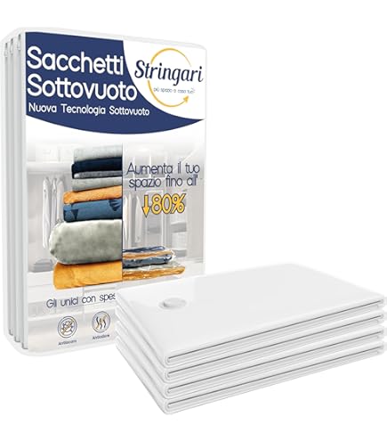4 Sacchetti Sottovuoto Per Vestiti TAILI - 105x70 Cm, Con Gancio A 5 Anelli, Risparmio Spazio 80% Per Armadio - Foto 9