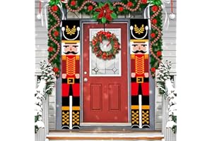 ENAIAH Pancartas Navideñas de Cascanueces, Pancarta de Cascanueces Para Puerta Banner de Cascanueces Navidad, Para Porche, Puerta Delantera, Exterior, Decoración de Navidad, 1 par (B)
