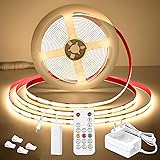 wobsion Striscia LED COB 24V 5M,4000K Striscia LED Bianco Caldo con Alimentatore GS,320 LEDs/M,CRI 90+, Striscia Led Dimmerab