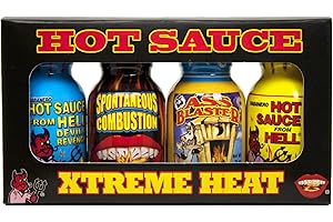 ASS KICKIN' Xtreme Heat Mini Hot Sauce Collection: Pack Of 4 Mini Bottles
