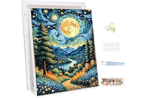 MEIYUDA Pintar por Numeros Adultos con Marco Camino de la Luna, DIY Cuadro al óleo con Números para, Kit de Pintura al óleo Digital para Adultos de Lienzo, Decoración para el Hogar 30x40cm