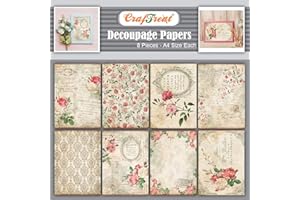 ‎CRAFTREAT CrafTreat Französisches Decoupage-Papier zum Basteln – Französische Blumen 1 und 2 – Größe: A4 – 8 Stück – Möbel-Decoupage-Papier Vintage French – Blumen-Decoupage-Papier für Holz und Scrapbooking
