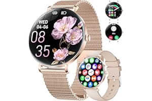 ESFOE Smartwatch Kobiety, 1.43'' AMOLED Curve Damski inteligentny zegarek z połączeniem Bluetooth, funkcja kobieca/pulsometr 24H/Uśpienia/tryb 120+ tryb sportowy/IP68 krokomierz kalorii iOS Android