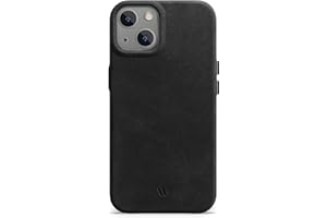 WIIUKA Etui do iPhone 15, skórzane etui z Niemiec, bardzo cienkie, etui premium na telefon komórkowy, Case, Qi, vintage czarne