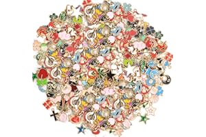 AOKBEAN 300pcs Metal Jewellery Making Charms Small Gold Plated Pendant Set Cute Animal Heart Letter Mini Accessory for Bracelet, Necklace, Earring, Bag Decoration and DIY Craft Projects