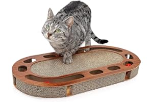 Pfotenolymp Aire de Jeu Chat – Interactif Griffoir en Carton Ondulé - Planche à Gratter - Jouet avec Balle et Herbe à Chat