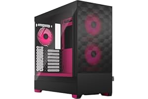 Fractal Design Pop Air RGB Magenta Core - Tempered Glass Clear Tint - Honeycomb Mesh Front – TG side panel - Three 120 mm Aspect 12 RGB fans included – ATX High Airflow Mid Tower PC Gaming Case