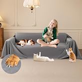 Loiion Fundas Sofa Anti Gatos, Impermeable Antideslizante Gris, 380x230cm | Antideslizante Antimanchas Protector Funda Sofa C