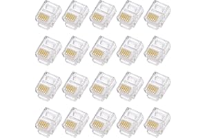 QUARKZMAN Rj11/Rj12 hane modulärt telefonuttag, kontakter, 6P6C transparent kopparkärna 20 st