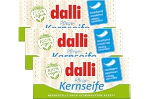‎DALLI dalli Pflanzliche Kernseife – Hergestellt nach altbewährtem Rezept – Hautpflegend, unparfümiert, vielseitig verwendbar, vegan – 9 x 125 g