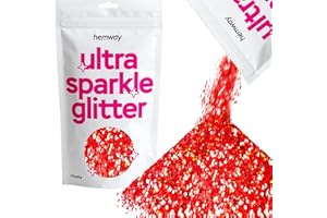 Hemway Multi Propósito superior CHUNKY brillo 1/40" 0.025" 0.6mm 625 micras en polvo 100 g / 3,5 oz Para su uso con artesanía del vidrio de vino del arte DIY - rojo holográfico