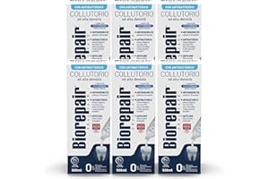 Biorepair, Collutorio Ad Alta Densità 3-in-1, Contrasta Ipersensibilità Dentinale, Antibatterico - Anticarie, Con MicroRepair e Zinco PCA, Senza Clorexidina, Fluoro e Alcool, 6x500ml