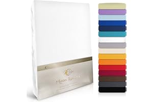 ‎MOON MOON-Luxury Spannbettlaken Spannbetttuch Jersey Stretch 230g/m² für Wasserbetten, Boxspringbetten und herkömmliche Matratzen (weiß, 200x220-220x240)