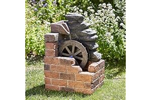 Garden Mile® Fontaine à eau fantaisie de style vintage – Moulin Heywood en résine à énergie solaire recyclage des couleurs – Décoration d'extérieur pour étang, terrasse et pelouse