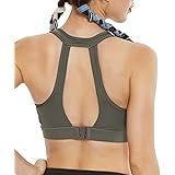 QUEENIEKE Women's Medium Support Strappy Back Energy Sport Bra Cotton Feel Back Pocket