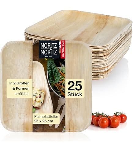 25 Assiettes Rectangulaires Feuille De Palmier 25x14 Cm - Vaisselle Écologique Jetable BIOZOYG