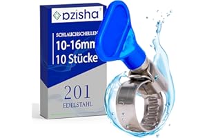 AZISHA Collier De Serrage Inox 10-16mm - 10 Pièces Collier Serrage Tuyau - Réglable Collier Inox - Collier De Serrage Durite - Colliers De Serrage À Écrou Papillon Pour Piscine,Jardin,Home Gaz