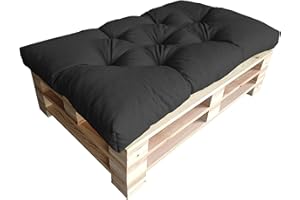 chilly pilley Coussin De Palette EU Flocons De Mousse pour Meublespalette Dossier De Canapé Coussin De Siège Coussin Latéral Ensemble Coussins Nombreuses (Coussin D'assise 120 x 60 Noir)