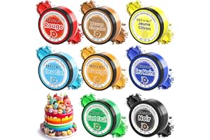 Colorant Alimentaire Poudre - ERCorArt 8 Couleurs Poudre Colorante Concentrée Végétalienne, Poudres Comestibles pour Gâteaux, Pâtisseries, Macarons, Glaçages et Boissons - 5 g par Bouteille