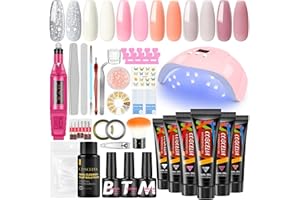 COSCELIA Poly Nail d'extension Gel Kit 6 Couleurs pour design d'ongles Kit Ongle Gel Nail Extension Gel couleurs d'ongles poly ongles Nail Art épaississement des ongles