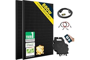 ALLDREI® Balkonkraftwerk 880W/800W mit 2x440W Bifazialer Glas Solarmodule, balkonkraftwerk 800W komplett steckdose, Wechselrichter 800W inkl. Integrierter WLAN&BT, 0% MwSt.