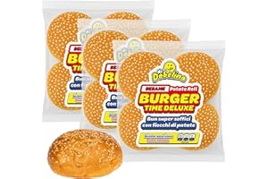Mr. Dobelina Sesame Potato Roll Buns, 3 paquets de 4 petits pains moelleux avec graines de sésame, moelleux et savoureux, sans lactose, American Burgers, Smash Burgers et les recettes créatives