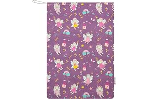 Panini Tessuti Sacchetto sacco Asilo per bambino e bambina porta indumenti sacco nanna cambio asilo sacca nido 100% Cotone(Sacchetto Asilo 46 x 60 cm Fatine)