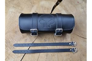 ORLETANOS Rouleau à outils compatible avec les hacheurs Harley Davidson, valise, rouleau en cuir, Hot Rod HD, barre de sissy, rouleau à bagages, sac de moto, noir