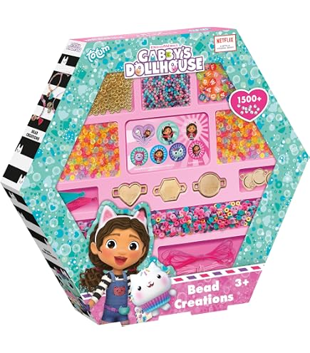 Kit De Perles Gabby’s Dollhouse DIY – Plus De 1500 Perles, Bracelets, Pendentifs, Pour Enfants Dès 3 Ans – Créativité Et Amusement Garanti