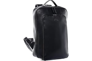 VS SID & VAIN Plecak Dylan duży plecak na co dzień plecak prawdziwa skóra 15,4-calowy plecak na laptopa skórzana torba kobiety mężczyźni unisex czarny, Czarny z czarnym-zamkami błyskawicznymi wysokiej