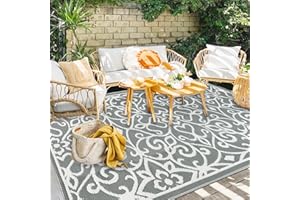 Capslpad Outdoor Patio Rug 150x245cm Waterproof Reversible RV Camping Carpet Rugs Portable Plastic Straw Picnic Rug Indoor Outside Area Rug for Porch Deck Terrace Backyard Trailer Garden Tent Decor